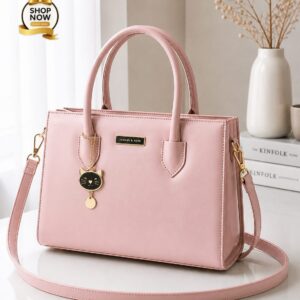 Charles & Keith 2 Zipper Bag Pink Leatherette Handbag for Women in Pakistan