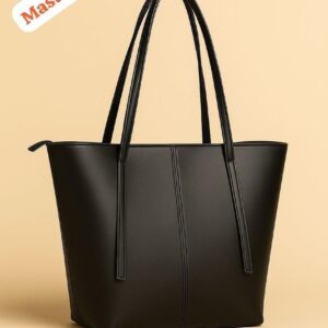 Women’s Leather Tote Bag With Zipper Pocket – Master Quality Stylish & Durable Handbag for Women Black