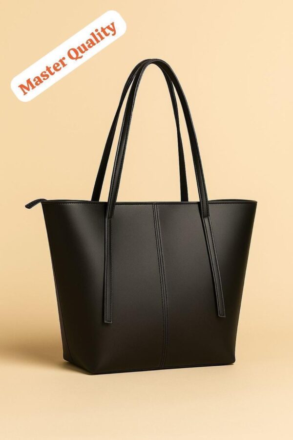 Women’s Leather Tote Bag With Zipper Pocket – Master Quality Stylish & Durable Handbag for Women Black